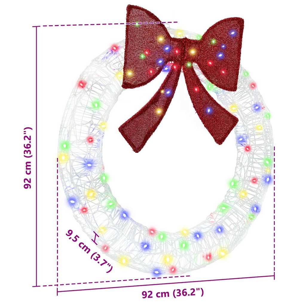 Krans met 80 LED Multikleur 92 x 9.5 x 92 cm Acryl