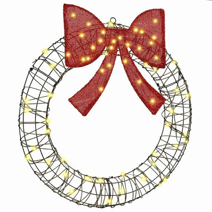 Krans met 60 LED Warmwit 75 cm Rattan