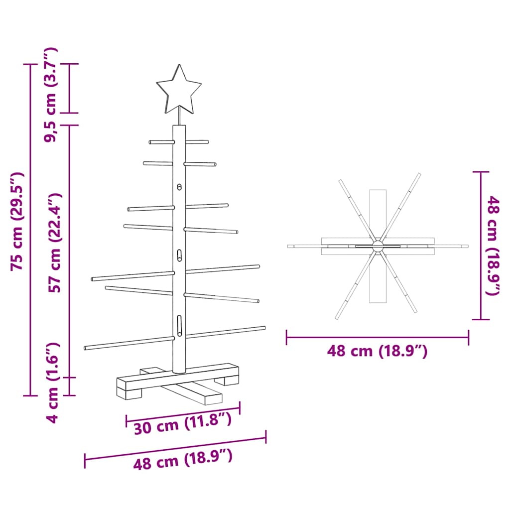 Houten kerstboom met standaard Bruin 75 cm Bamboe