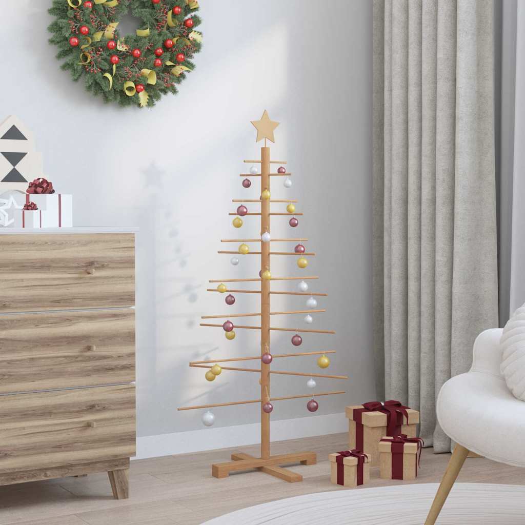 Houten kerstboom met standaard Bruin 125 cm Bamboe