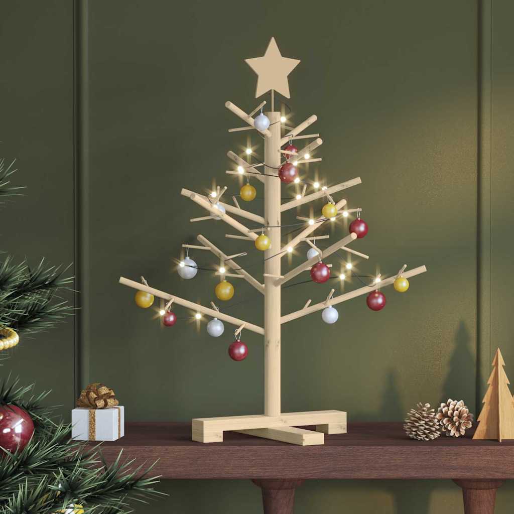 Houten kerstboom met standaard Naturel 75 cm Massief grenenhout