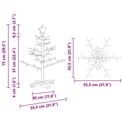Houten kerstboom met standaard Naturel 75 cm Massief grenenhout
