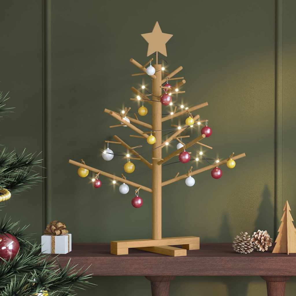 Houten kerstboom met standaard Bruin 75 cm Massief grenenhout