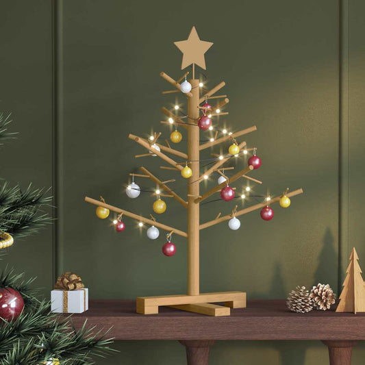 Houten kerstboom met standaard Bruin 75 cm Massief grenenhout