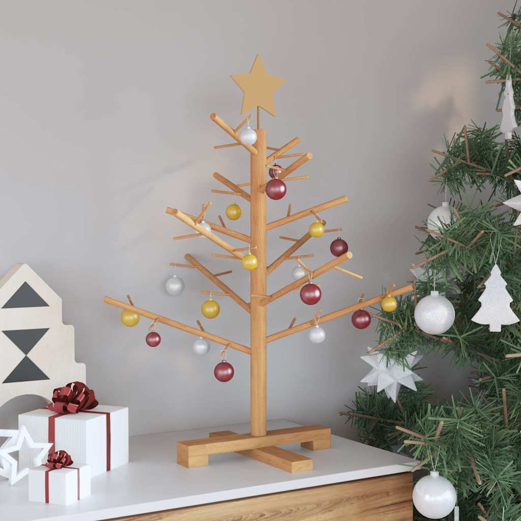 Houten kerstboom met standaard Bruin 75 cm Massief grenenhout