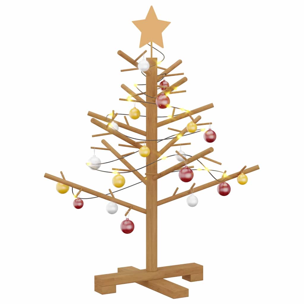 Houten kerstboom met standaard Bruin 75 cm Massief grenenhout