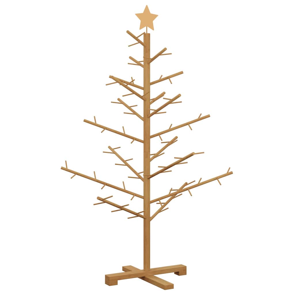 Houten kerstboom met standaard Bruin 125 cm Massief grenenhout