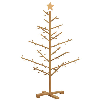 Houten kerstboom met standaard Bruin 125 cm Massief grenenhout