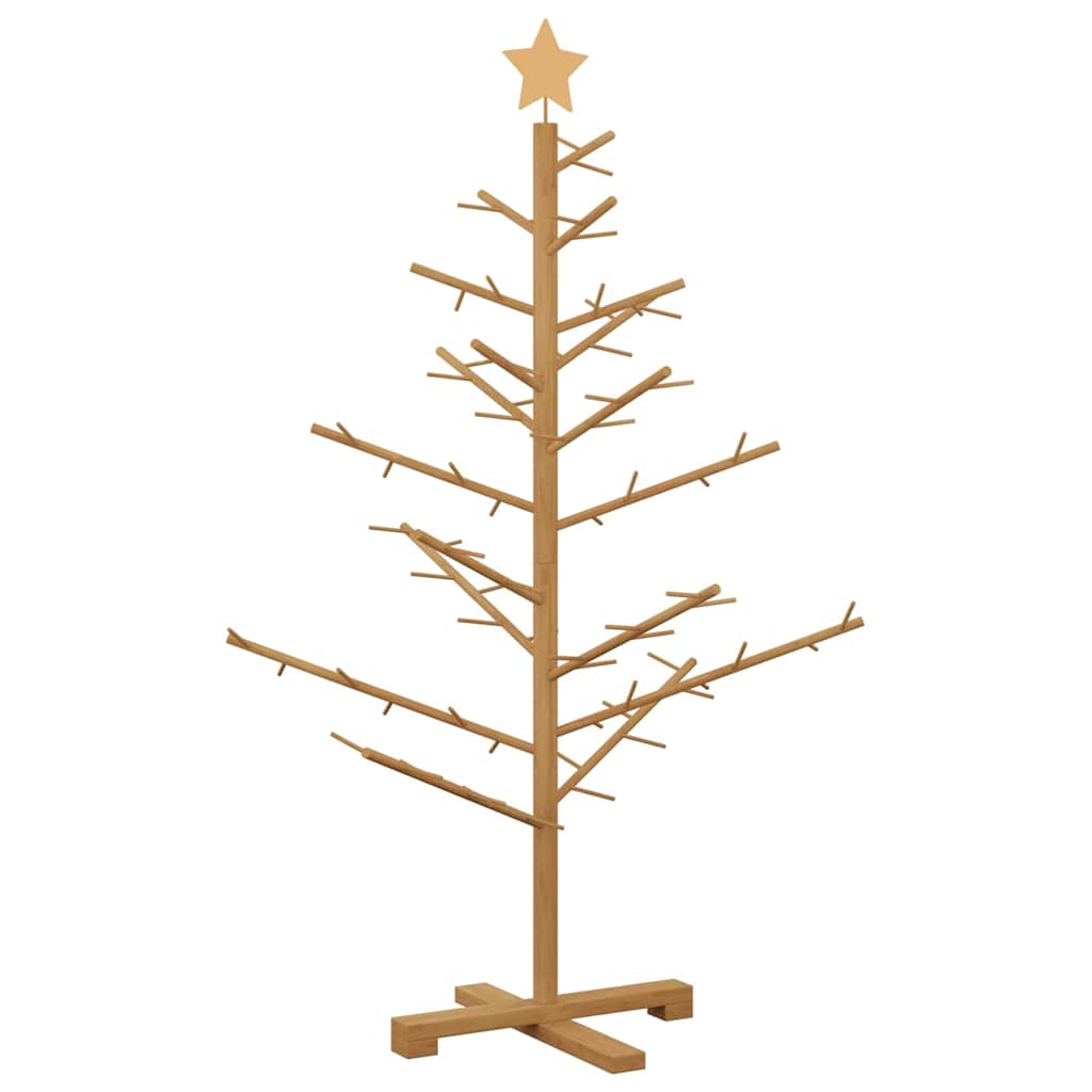 Houten kerstboom met standaard Bruin 125 cm Massief grenenhout