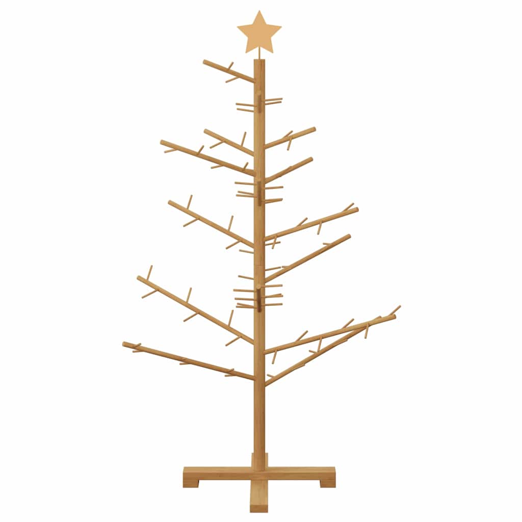 Houten kerstboom met standaard Bruin 125 cm Massief grenenhout