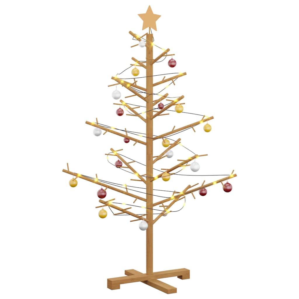 Houten kerstboom met standaard Bruin 125 cm Massief grenenhout