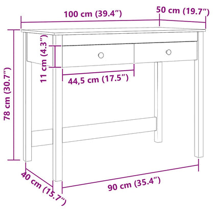 Bureau met lade Max Bruin 100 x 50 x 78 cm Massief grenenhout