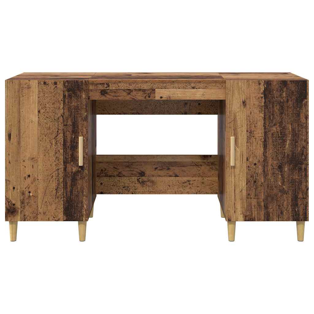 Bureau met plank Oud Hout 140 x 50 x 75 cm Bewerkt hout