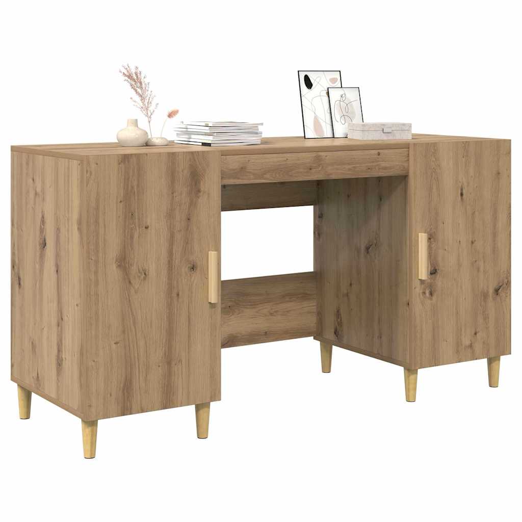 Bureau met plank Artisan Eiken 140 x 50 x 75 cm Bewerkt hout