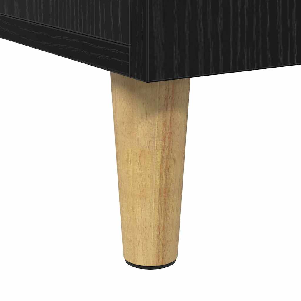 Bureau met plank Zwart Eiken 140 x 50 x 75 cm Bewerkt hout