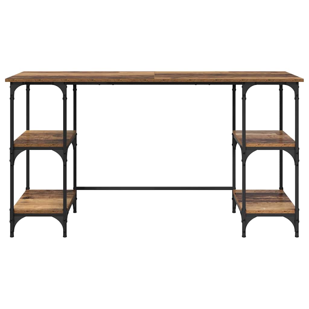 Bureau met plank Oud Hout 140 x 50 x 75 cm Bewerkt hout
