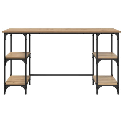 Bureau met plank Artisan Eiken 140 x 50 x 75 cm Bewerkt hout