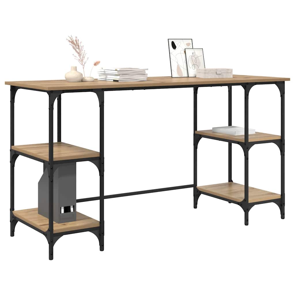 Bureau met plank Artisan Eiken 140 x 50 x 75 cm Bewerkt hout