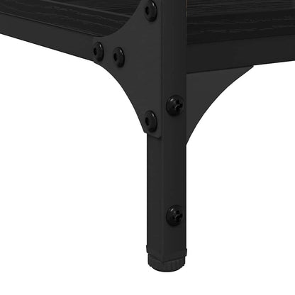 Bureau met plank Zwart Eiken 140 x 50 x 75 cm Bewerkt hout