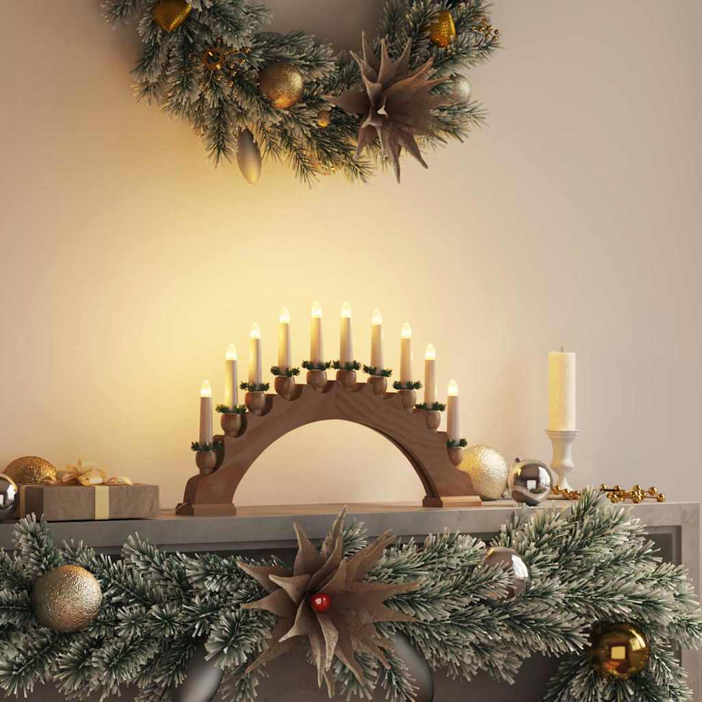 Kerst Kaarsenboog met 10 LED Kaarsen Bruin 47 x 5 x 29 cm