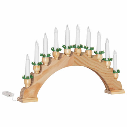 Kerst Kaarsenboog met 10 LED Kaarsen Bruin 47 x 5 x 29 cm