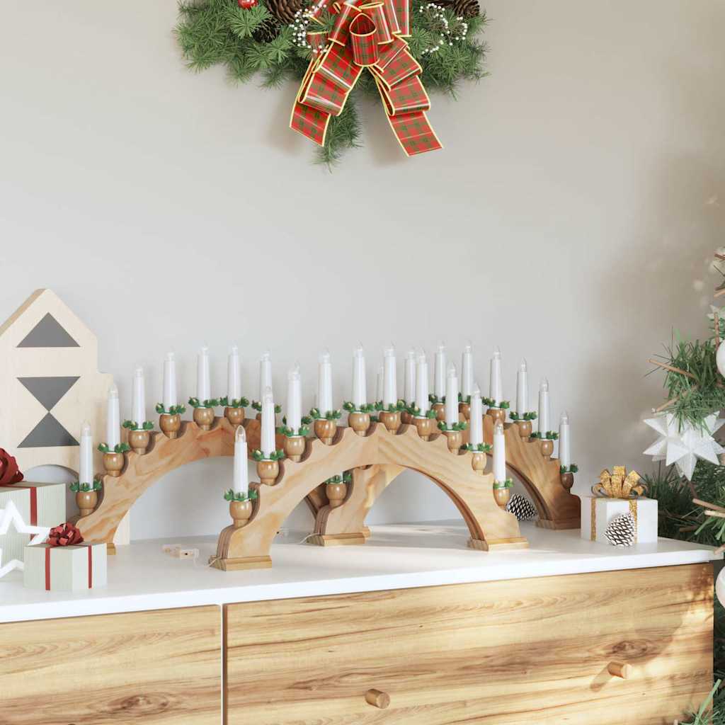 Kerst Kaarsenboog met 10 LED Kaarsen 3 pcs Bruin 47 x 5 x 29 cm