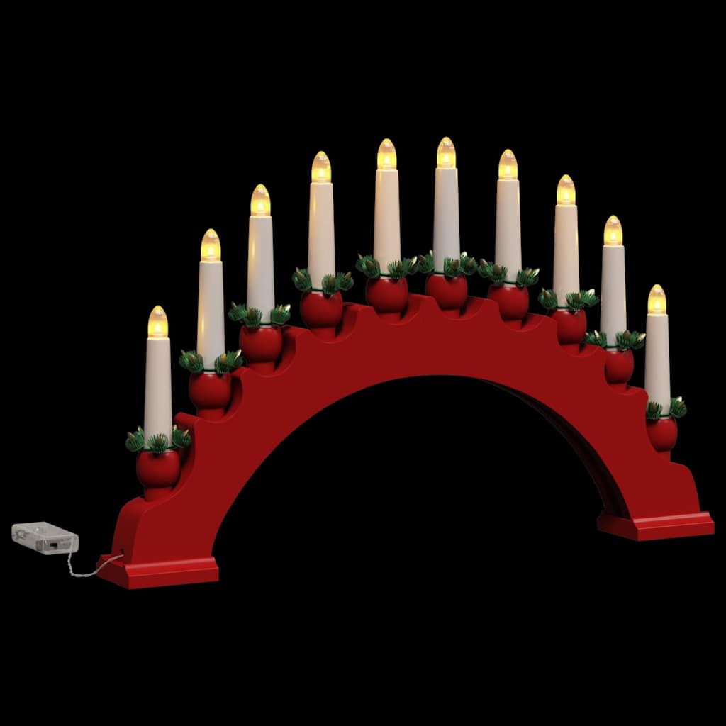 Kerst Kaarsenboog met 10 LED Kaarsen Rood 47 x 5 x 29 cm