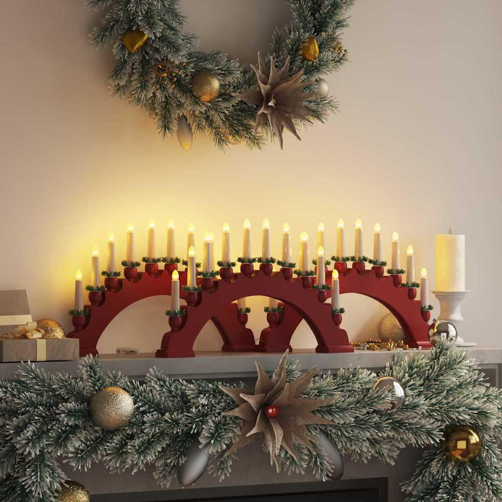 Kerst Kaarsenboog met 10 LED Kaarsen 3 pcs Rood 47 x 5 x 29 cm
