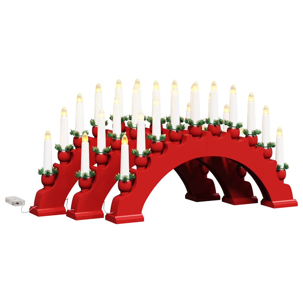 Kerst Kaarsenboog met 10 LED Kaarsen 3 pcs Rood 47 x 5 x 29 cm