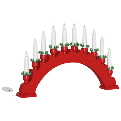 Kerst Kaarsenboog met 10 LED Kaarsen 3 pcs Rood 47 x 5 x 29 cm