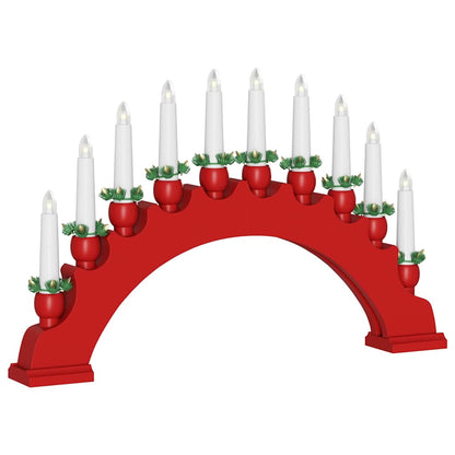 Kerst Kaarsenboog met 10 LED Kaarsen 3 pcs Rood 47 x 5 x 29 cm