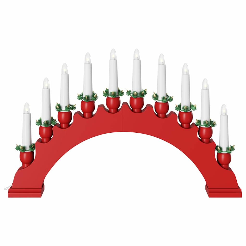 Kerst Kaarsenboog met 10 LED Kaarsen 3 pcs Rood 47 x 5 x 29 cm