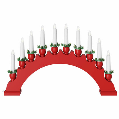 Kerst Kaarsenboog met 10 LED Kaarsen 3 pcs Rood 47 x 5 x 29 cm