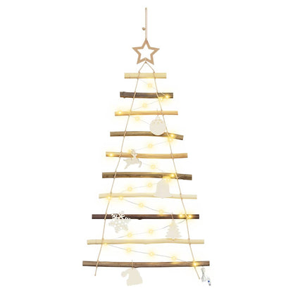 Kerstboom met 30 LED Naturel 90 cm massief essenhout