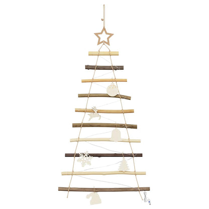 Kerstboom met 30 LED Naturel 90 cm massief essenhout