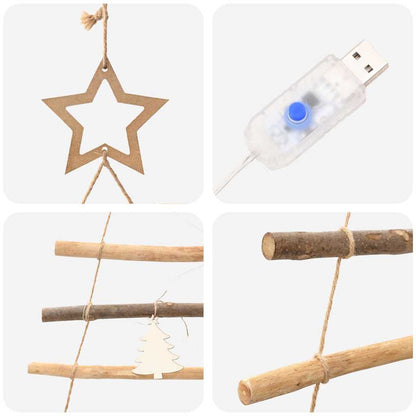 Kerstboom met 50 LED Naturel 120 cm massief essenhout