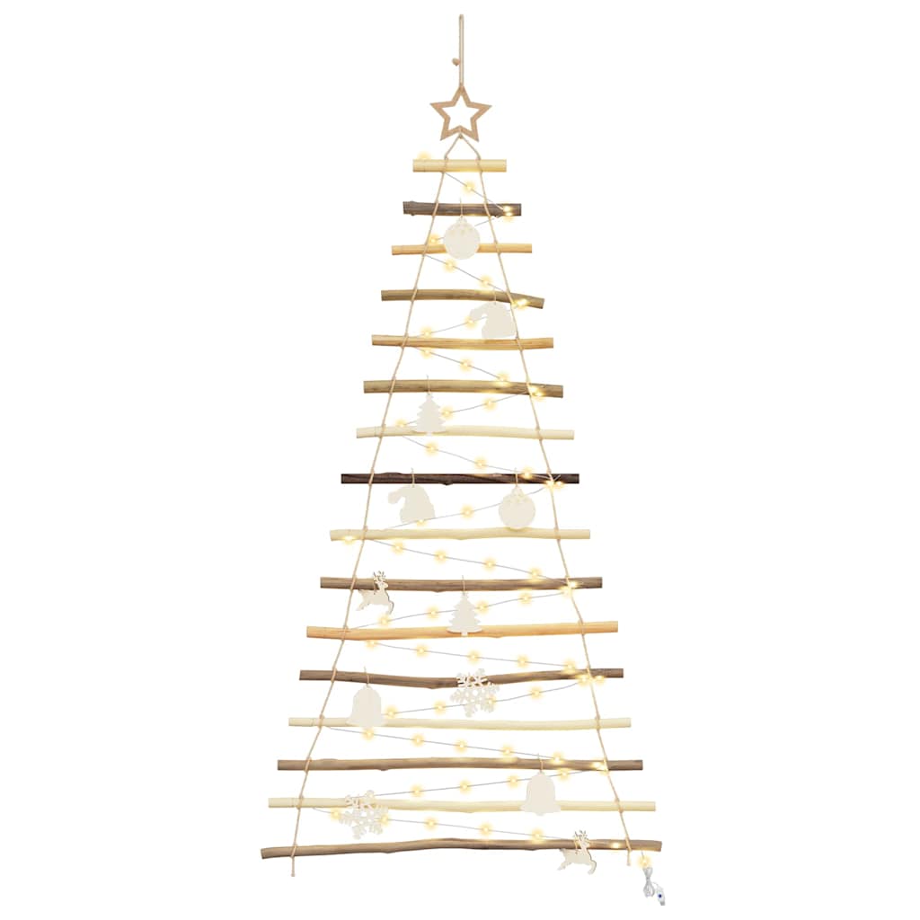Kerstboom met 50 LED Naturel 120 cm massief essenhout
