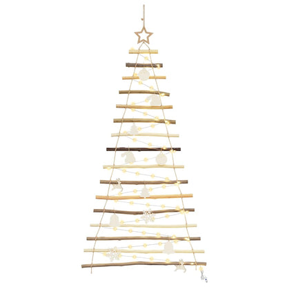Kerstboom met 50 LED Naturel 120 cm massief essenhout