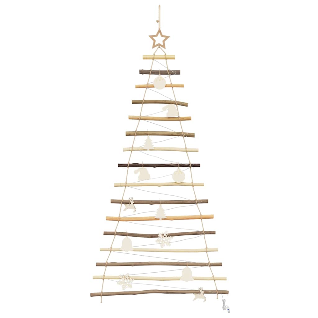 Kerstboom met 50 LED Naturel 120 cm massief essenhout