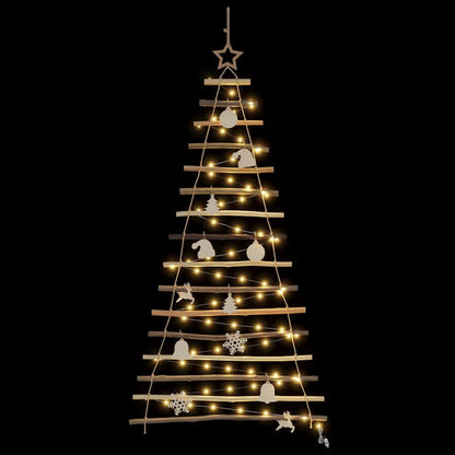 Kerstboom met 50 LED Naturel 120 cm massief essenhout