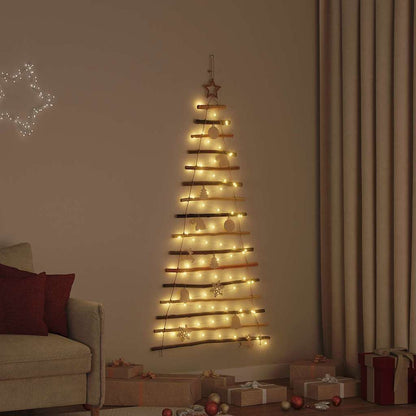 Kerstboom met 80 LED Naturel 150 cm massief essenhout