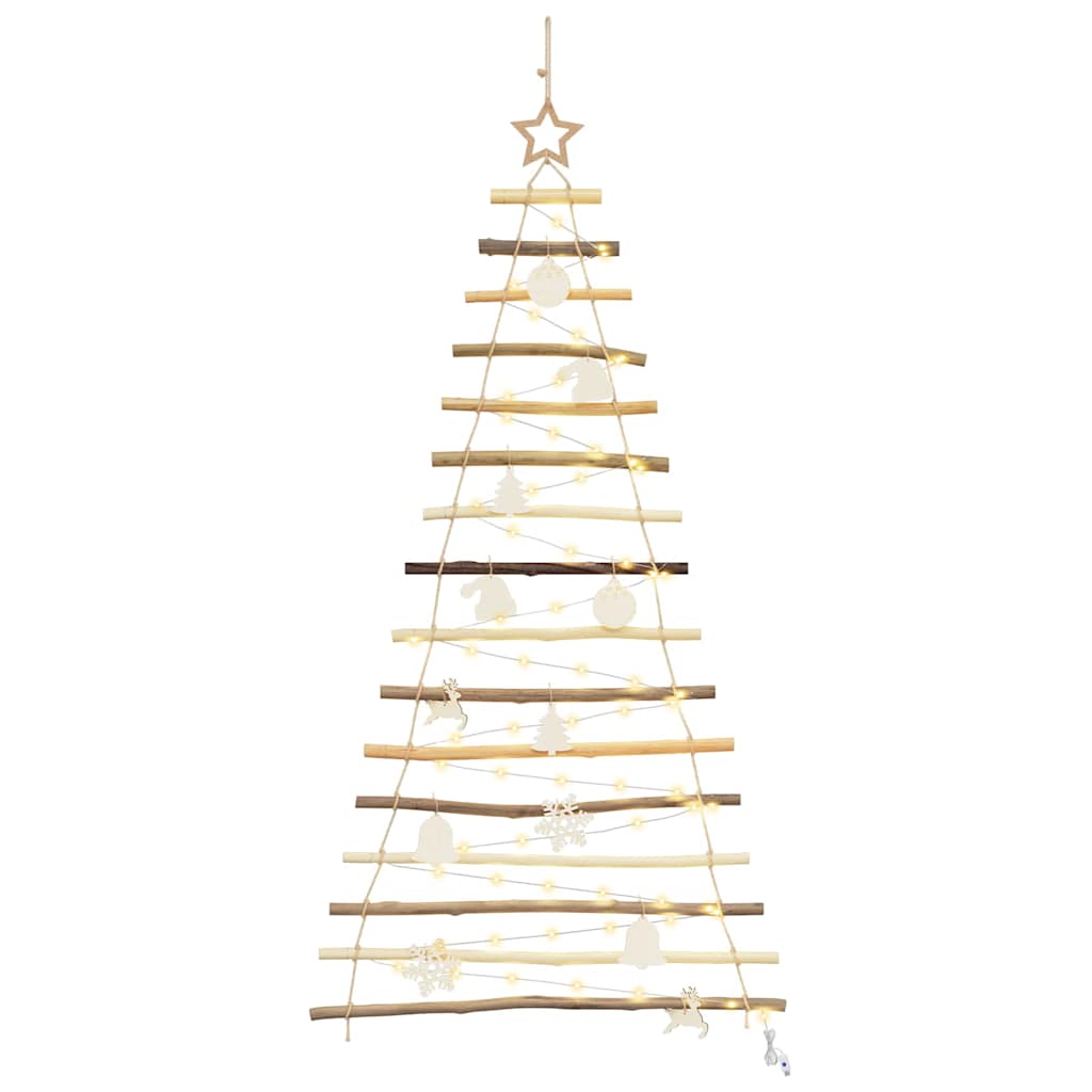Kerstboom met 80 LED Naturel 150 cm massief essenhout