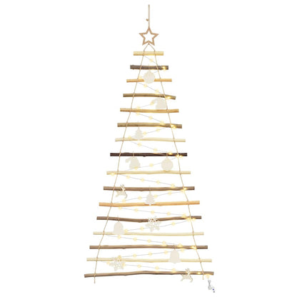 Kerstboom met 80 LED Naturel 150 cm massief essenhout