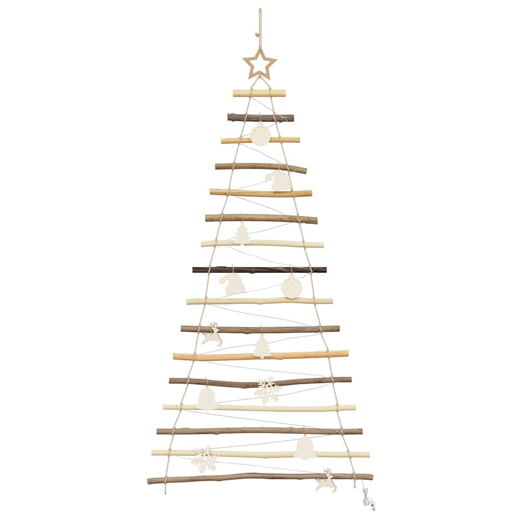 Kerstboom met 80 LED Naturel 150 cm massief essenhout
