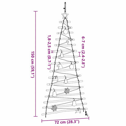 Kerstboom met 80 LED Naturel 150 cm massief essenhout