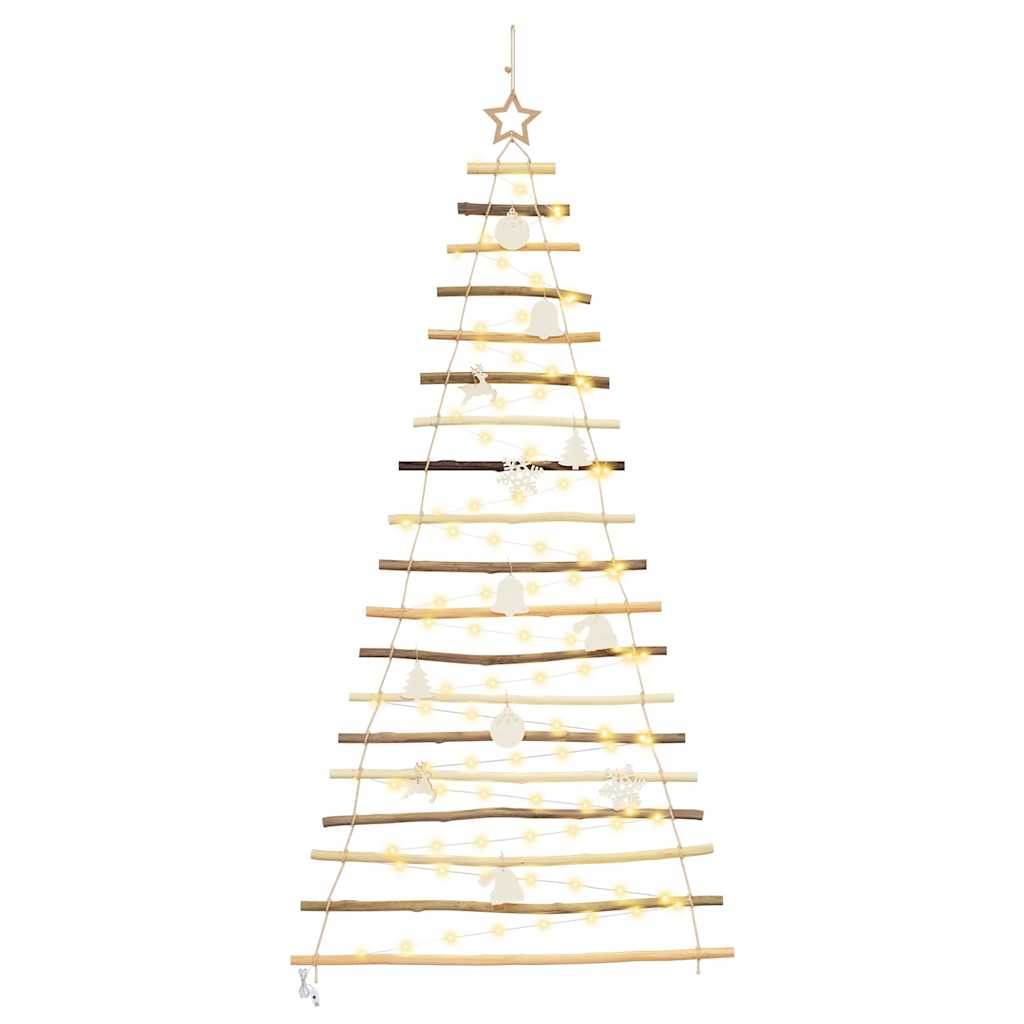 Kerstboom met 100 LED Naturel 180 cm massief essenhout
