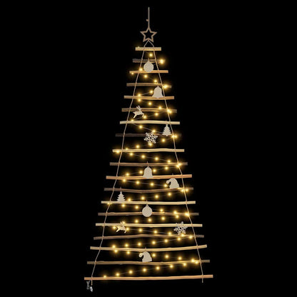 Kerstboom met 100 LED Naturel 180 cm massief essenhout
