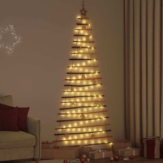 Kerstboom met 130 LED Naturel 210 cm massief essenhout