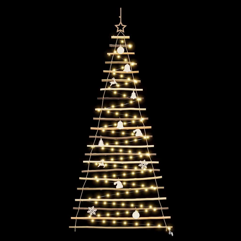 Kerstboom met 130 LED Naturel 210 cm massief essenhout