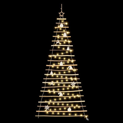 Kerstboom met 130 LED Naturel 210 cm massief essenhout